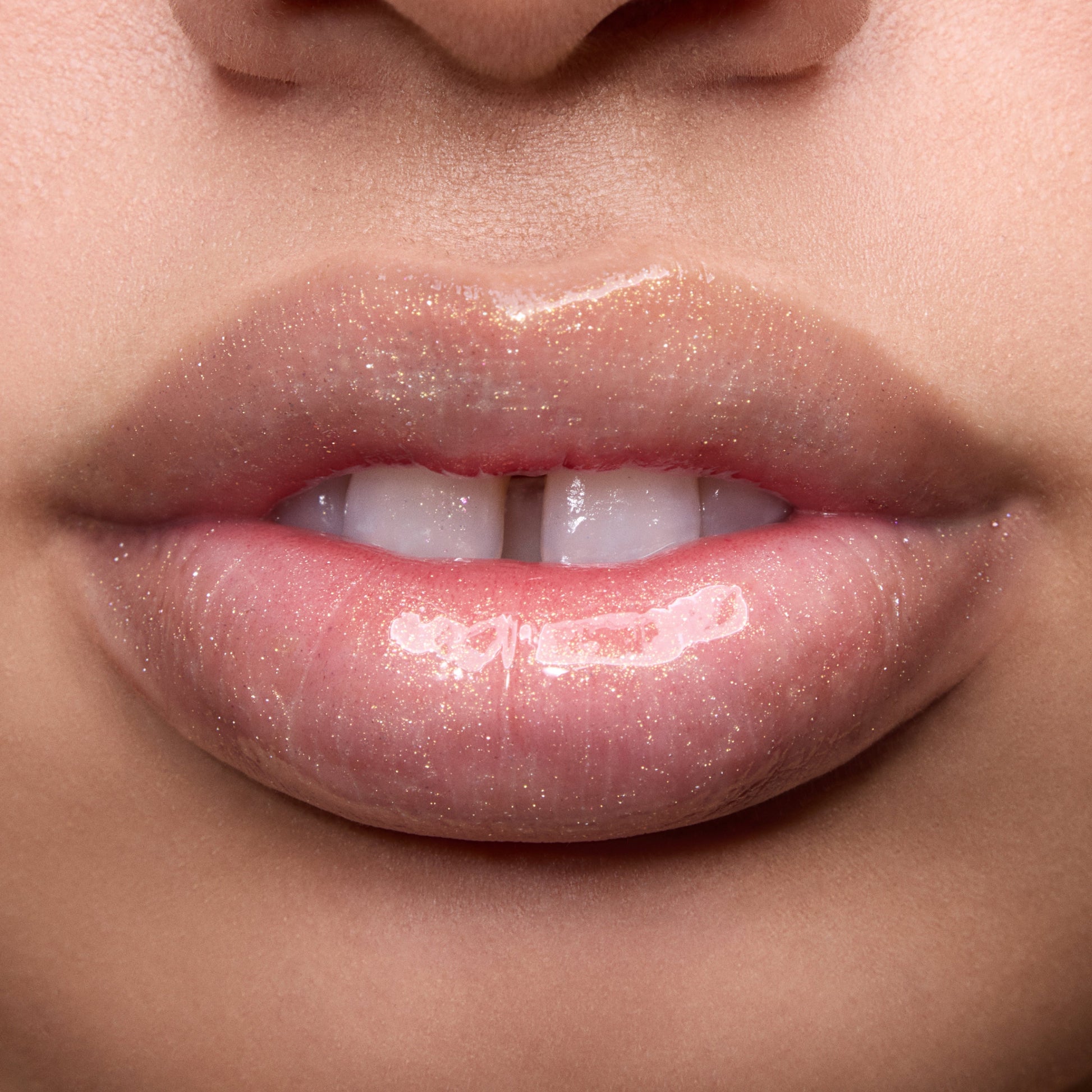 Close-up of models’ lips wearing Colourpop Shine. Shimmer. Repeat. Vanilla Matcha Fresh Kiss Glossy Balm, showing high-shine shimmer finish from the full collection value sets on different skin tones.